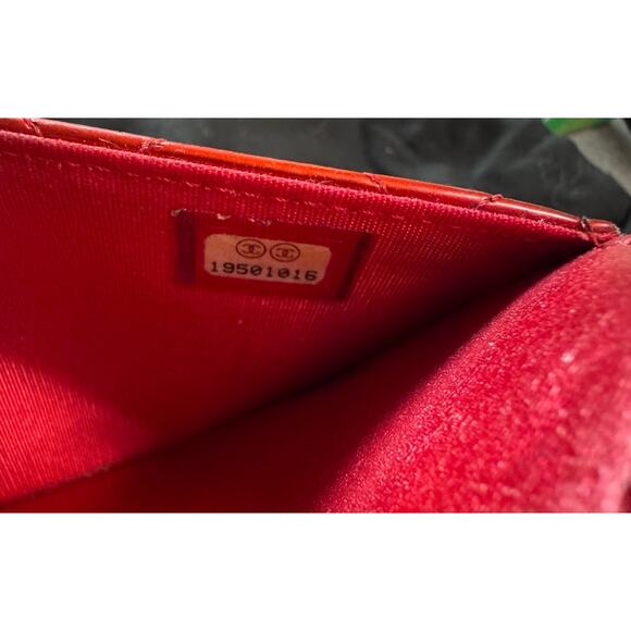 Authentic Chanel Boy Wallet On Chain WOC Metallic Red Leather W COA READ - Picture 14 of 15
